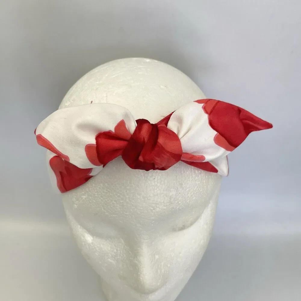 New Women’s Headband Hair Accessories knotted Red And White Floral